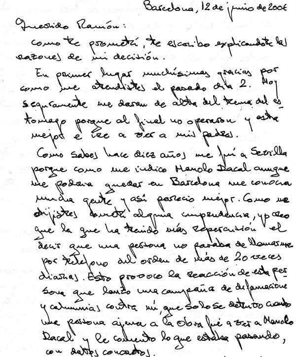 Carta de Antonio Petit a Ramón Herrando
